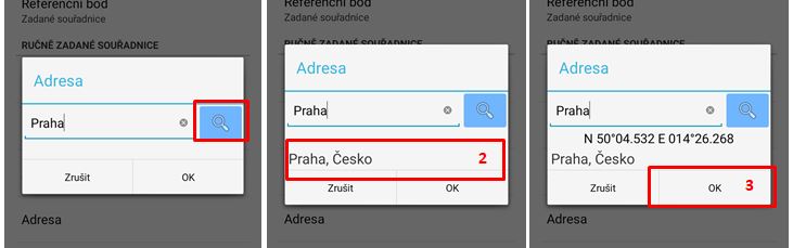 Postup výběru referenčního bodu podle adresy